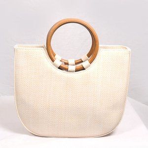NEW Women's Stylish Handbag with Round Wooden Handle